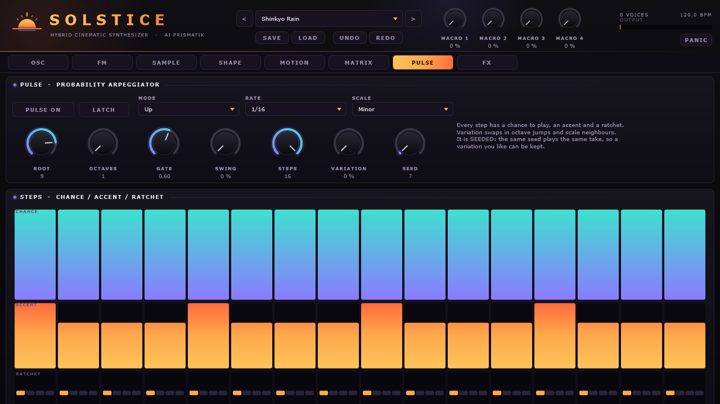 SOLSTICE — hybrid cinematic synth, plugin interface
