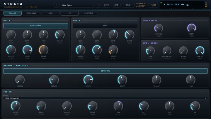 STRATA — analogue & ensemble, plugin interface